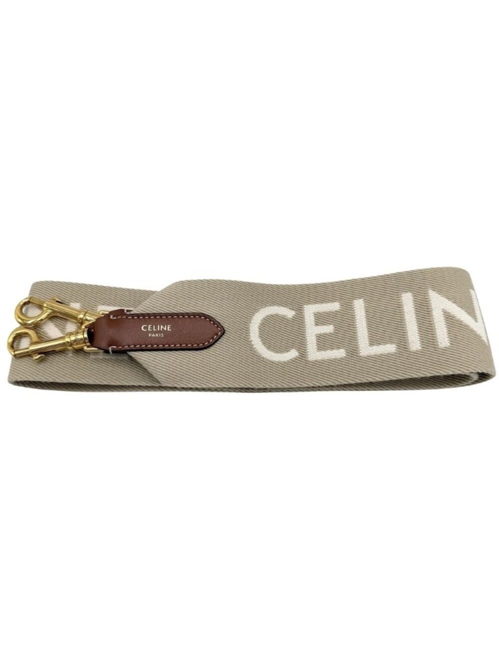 Celine Logo Shoulder Strap Canvas Beige Gold